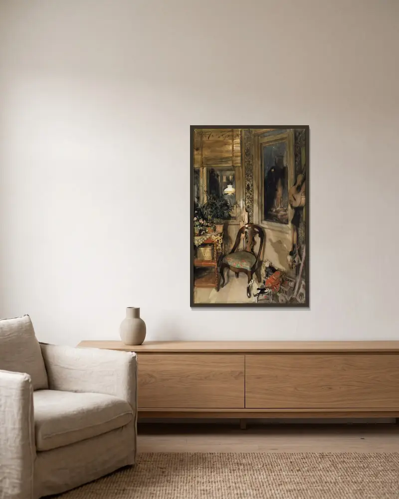 Leksaker i hörnet av Carl Larsson inramad på en vägg