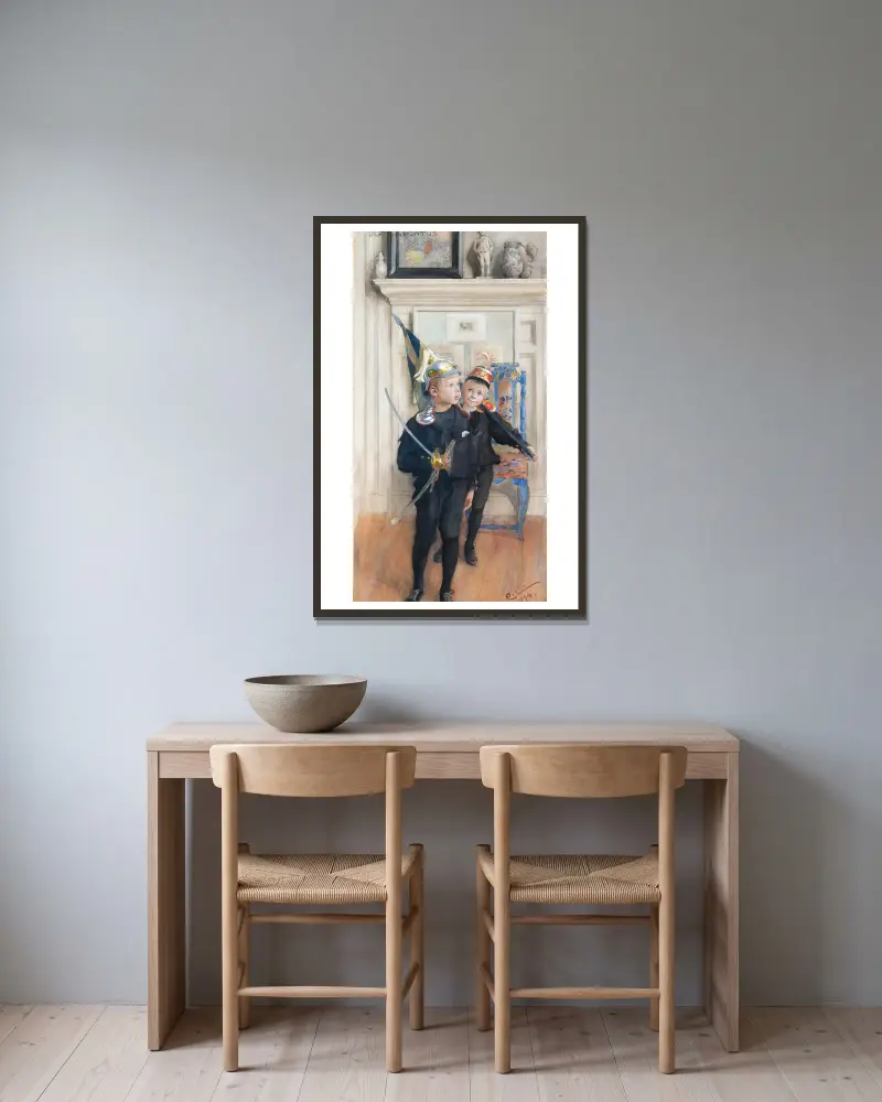 Ulf och Pontus av Carl Larsson inramad på en vägg