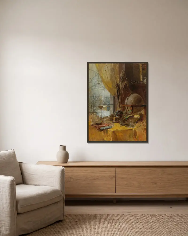 Atelieransicht av Carl Moll inramad på en vägg