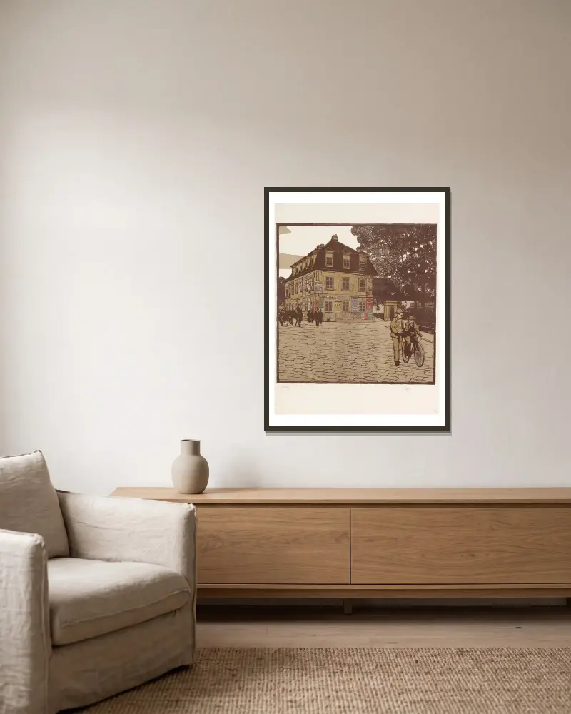 Grinzing von Carl Moll gerahmt an einer Wand