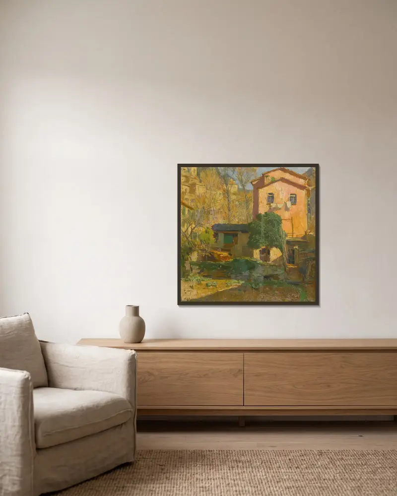 Landskap från Riviera Ligure, Italien av Carl Moll inramad på en vägg