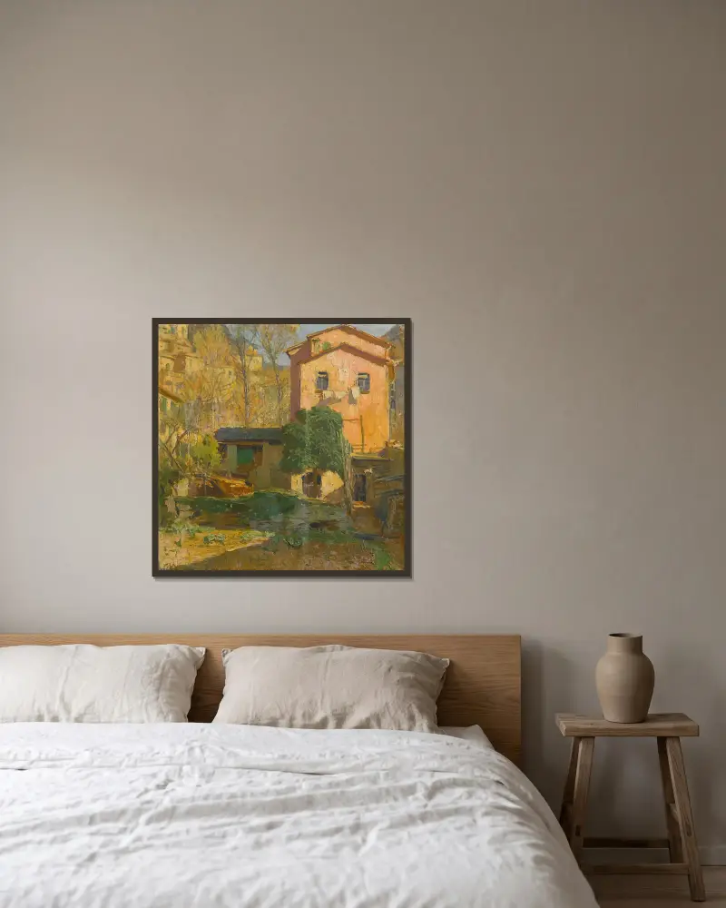 Landskap från Riviera Ligure, Italien av Carl Moll inramad på en vägg