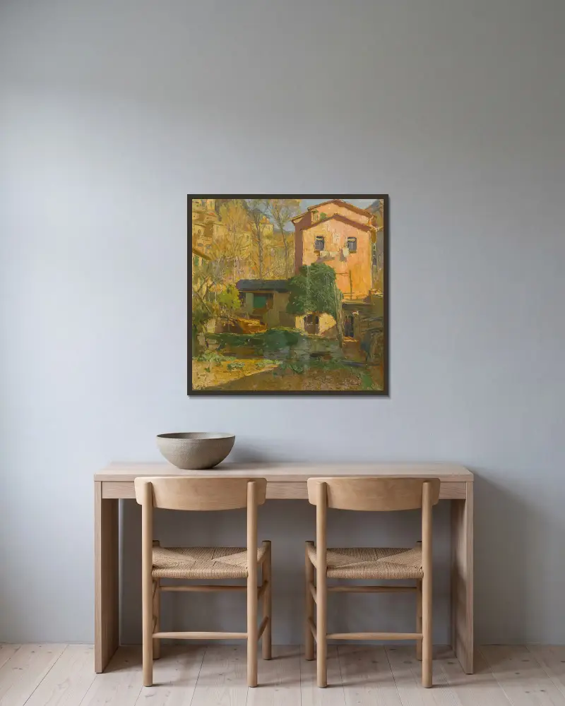 Landskap från Riviera Ligure, Italien av Carl Moll inramad på en vägg