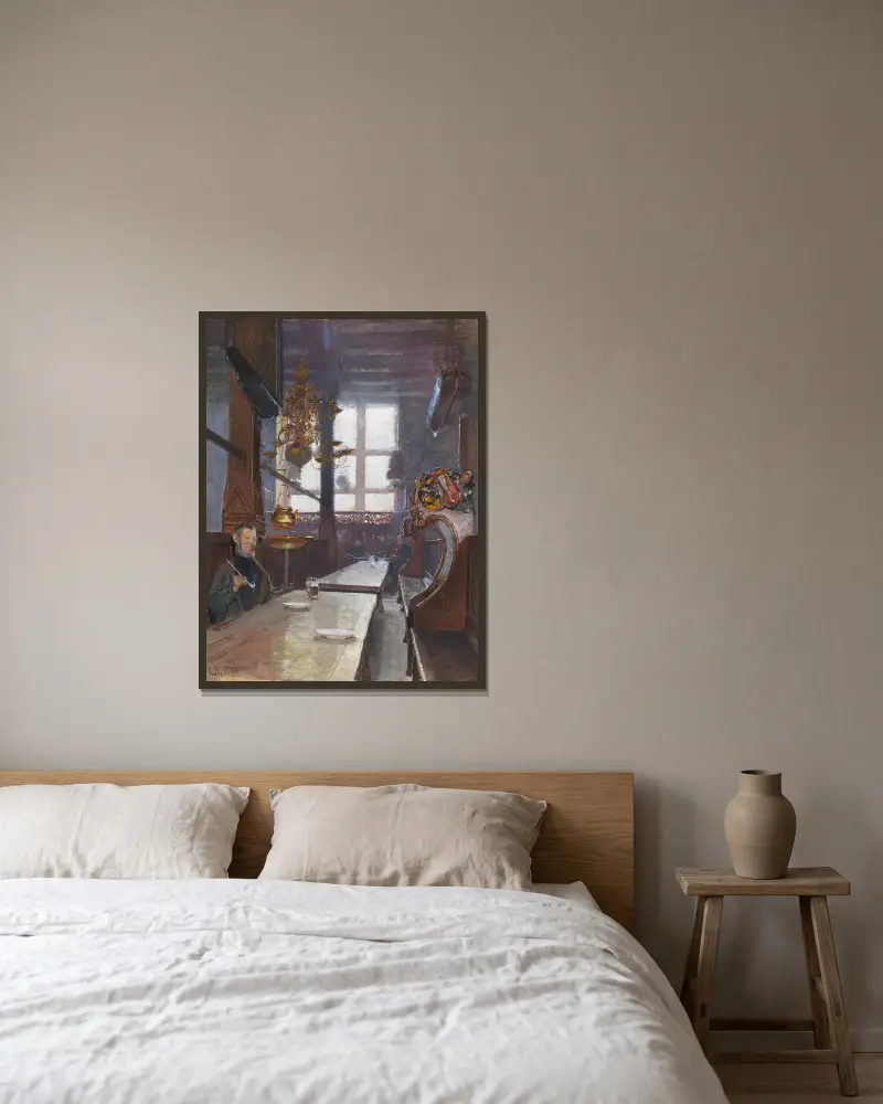 Schifferhaus i Lübeck av Carl Moll inramad på en vägg
