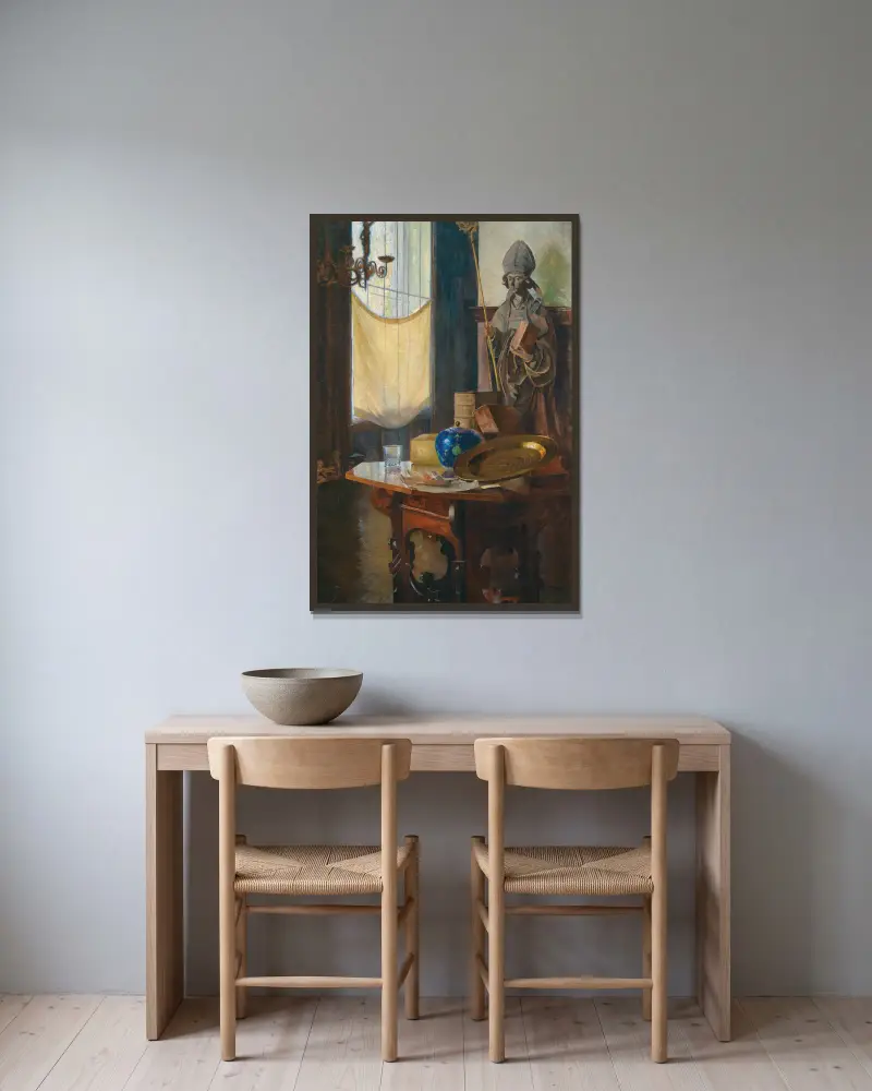 Blick ins Atelier von Carl Moll gerahmt an einer Wand