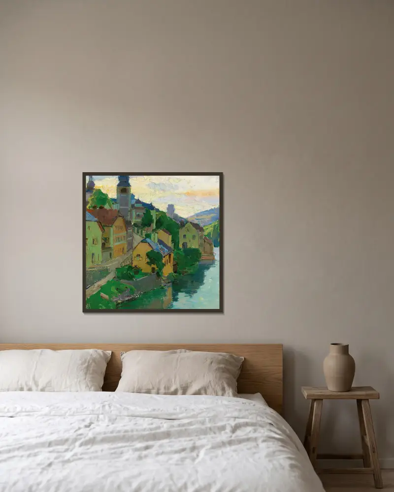 Waidhofen an der Ybbs av Carl Moll inramad på en vägg