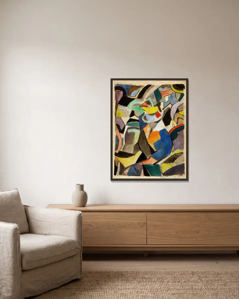 Abstract – nr 2 av Carl Newman inramad på en vägg