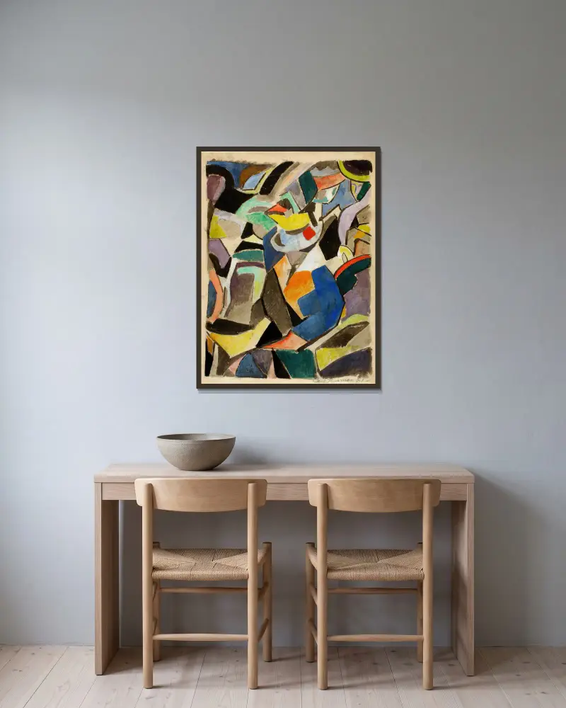 Abstract – nr 2 av Carl Newman inramad på en vägg