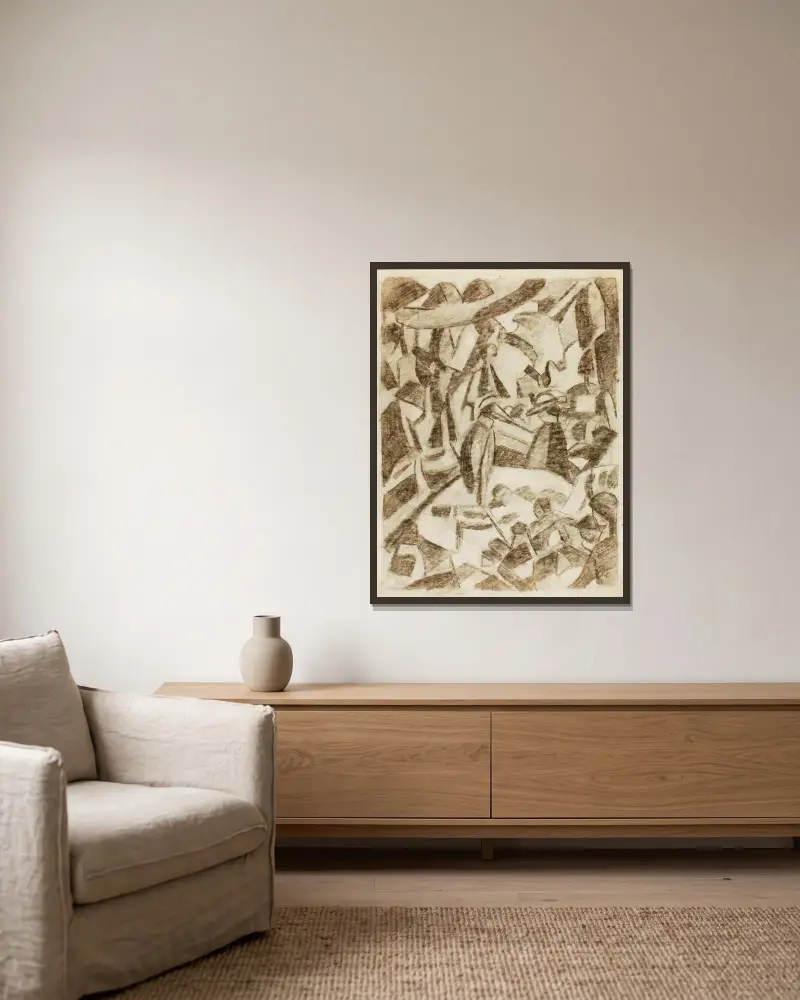 Abstrakt, Nr. 3 von Carl Newman gerahmt an einer Wand