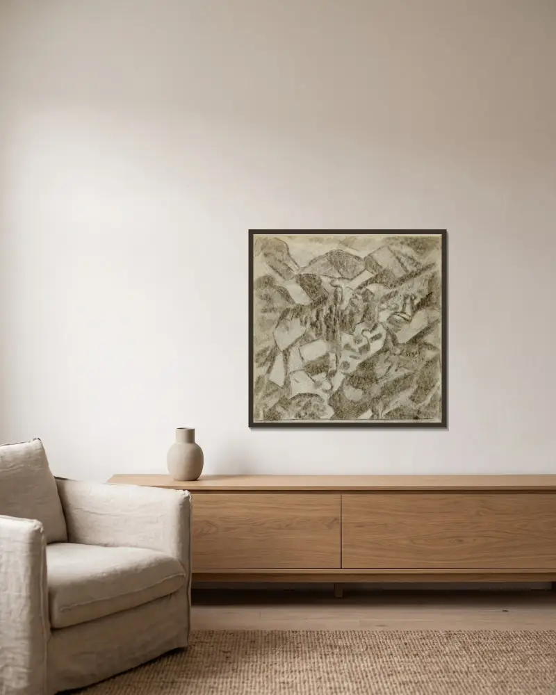 Abstrakt, Nr. 1 von Carl Newman gerahmt an einer Wand