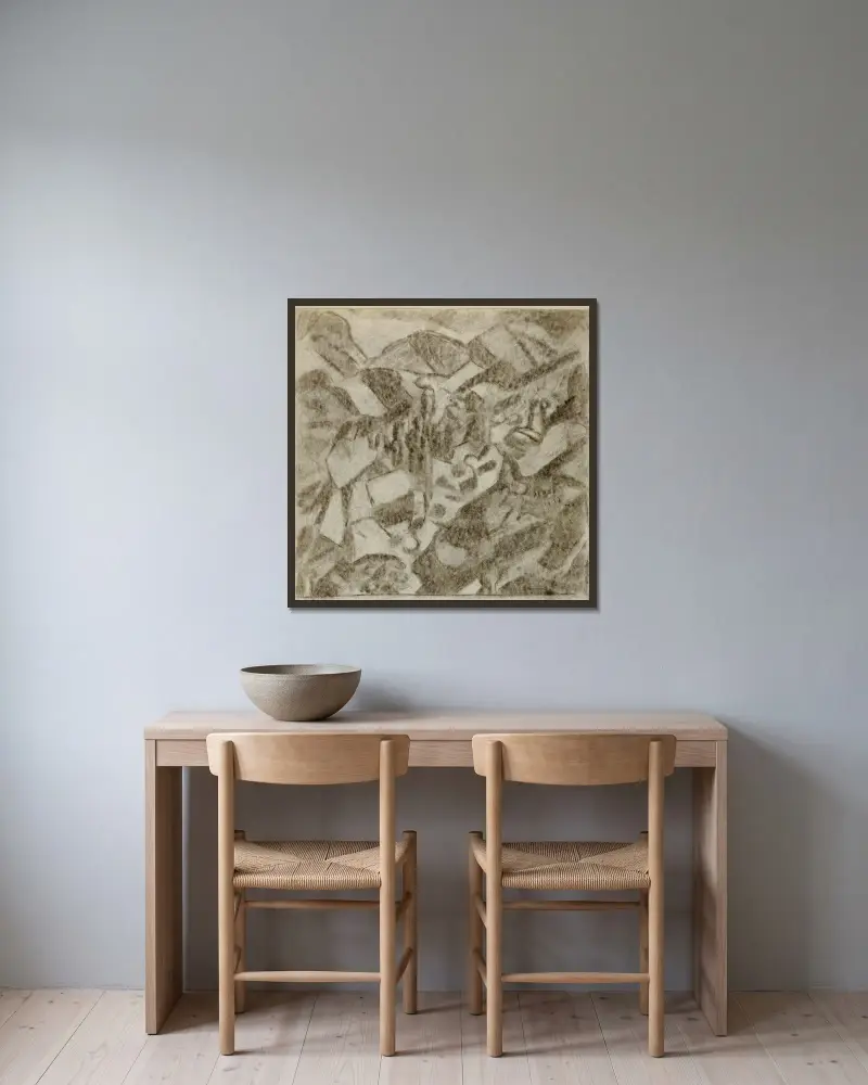 Abstrakt, Nr. 1 von Carl Newman gerahmt an einer Wand