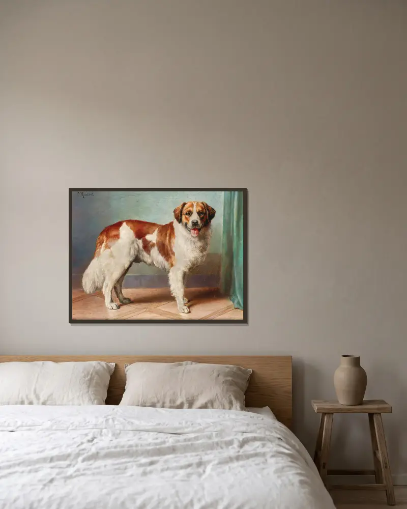A St Bernard av Carl Reichert inramad på en vägg