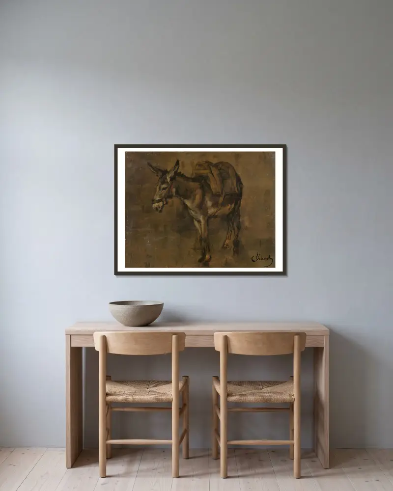 Esel von Carl Schuch gerahmt an einer Wand