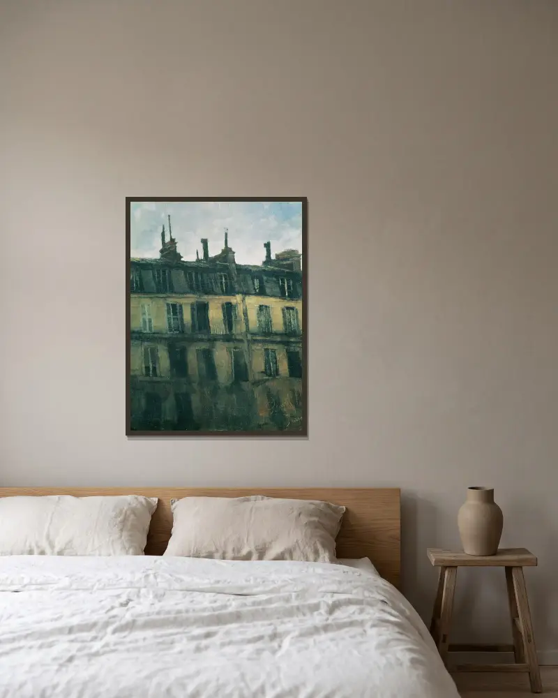 Pariser Häuser von Carl Schuch gerahmt an einer Wand