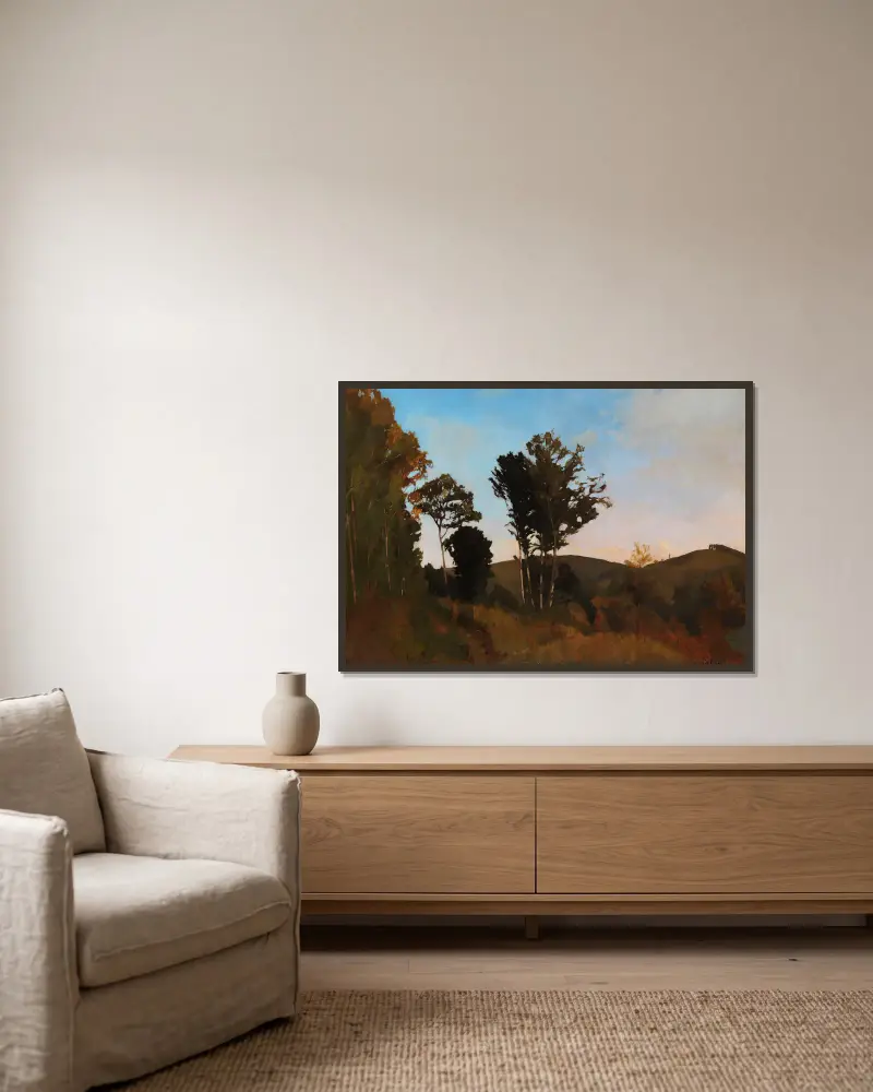 Waldrand bei Purkersdorf von Carl Schuch gerahmt an einer Wand