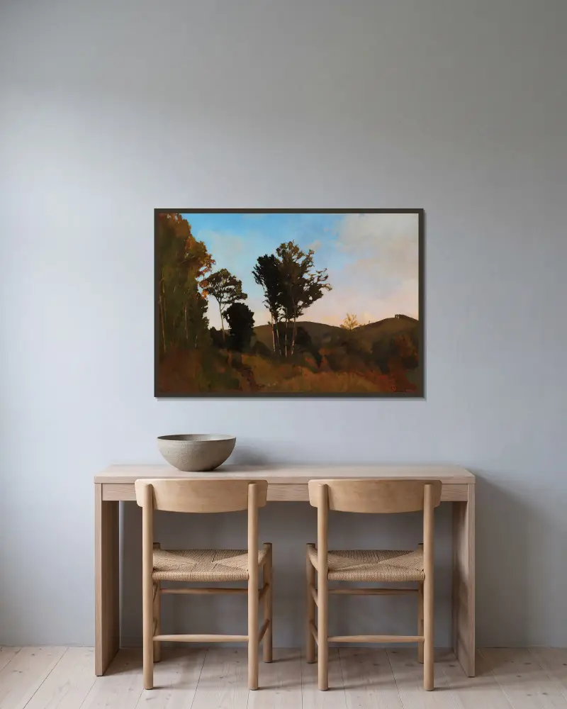 Waldrand bei Purkersdorf von Carl Schuch gerahmt an einer Wand