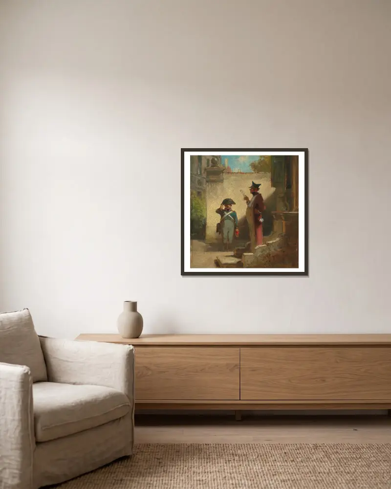 Velitel náměstí, Carl Spitzweg v rámu na stěně