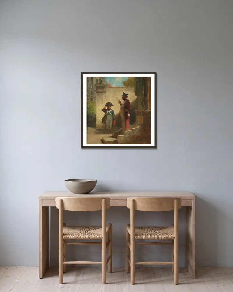 Velitel náměstí, Carl Spitzweg v rámu na stěně