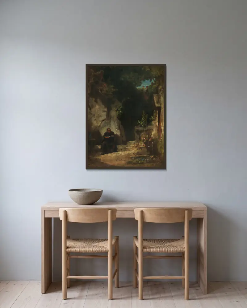 Poustevník s dívkou, Carl Spitzweg v rámu na stěně