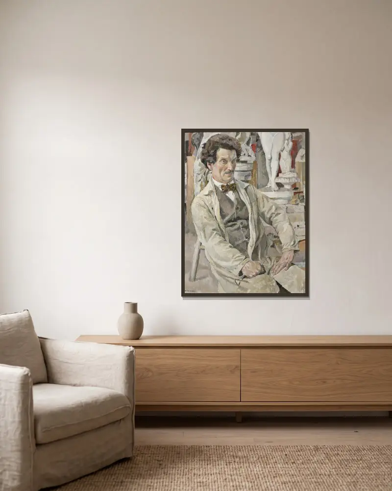 Carl Eldh, 1873–1954, konstnär av Carl Wilhelmson inramad på en vägg