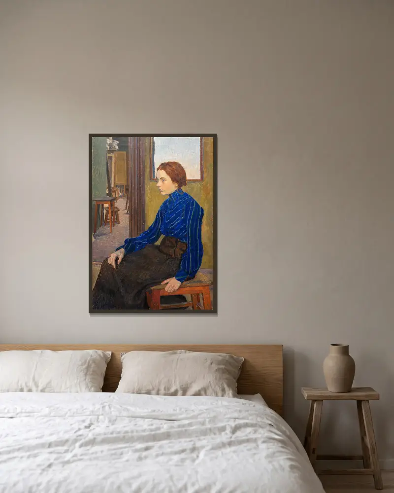 Dziewczyna w błękicie, 1904, Carl Wilhelmson w ramie na ścianie