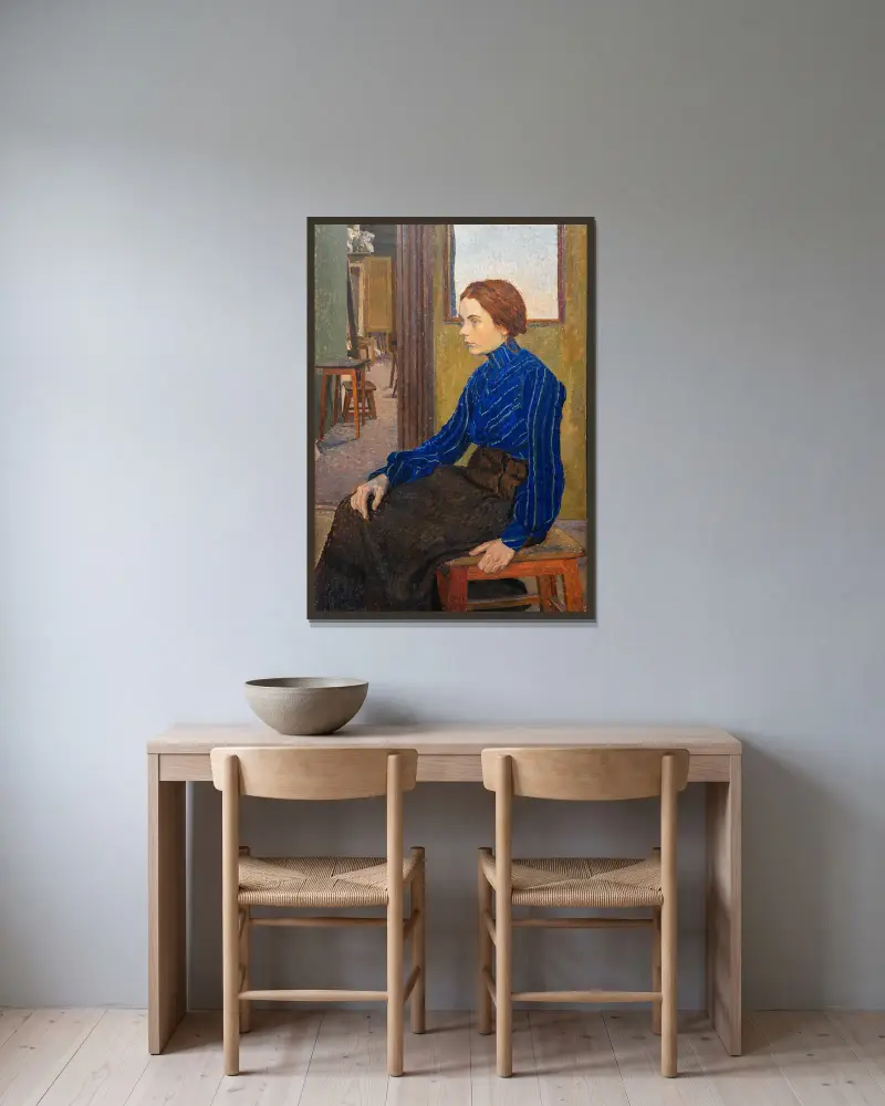 Dziewczyna w błękicie, 1904, Carl Wilhelmson w ramie na ścianie