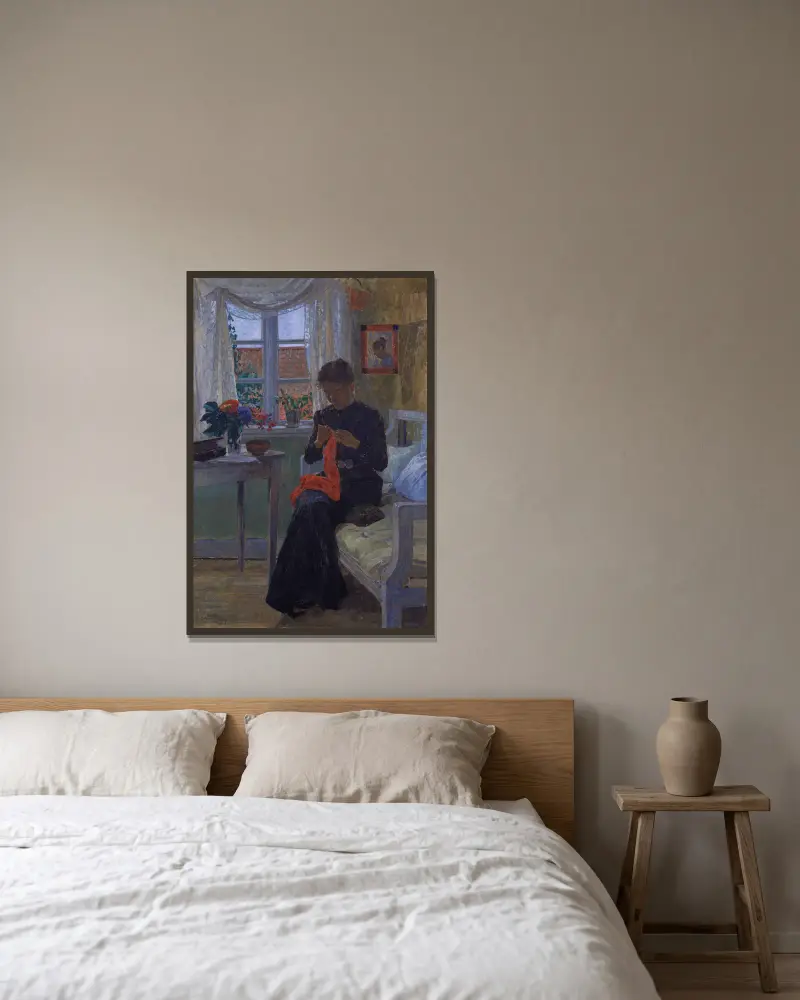 Interieur aus Bohuslän von Carl Wilhelmson gerahmt an einer Wand