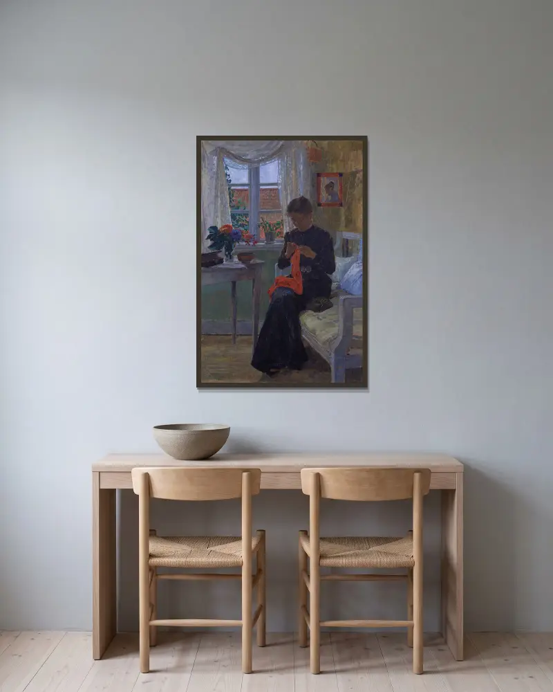 Interieur aus Bohuslän von Carl Wilhelmson gerahmt an einer Wand