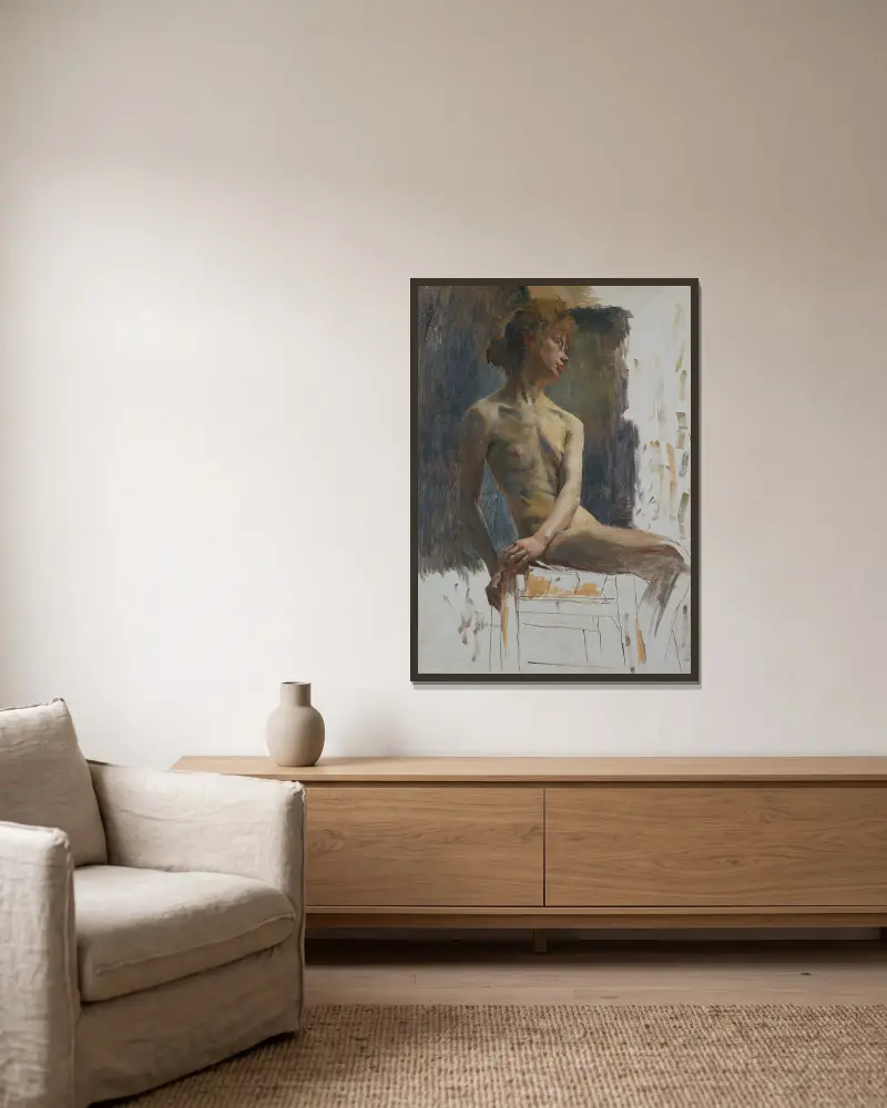 Studie modelu, Carl Wilhelmson v rámu na stěně