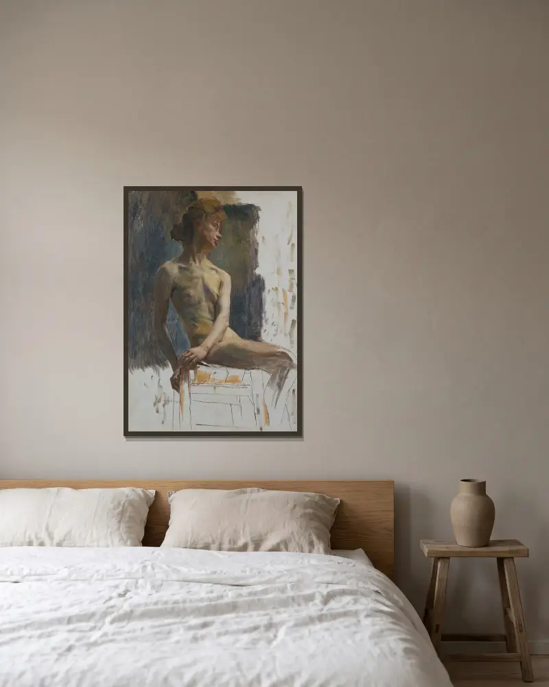 Studie modelu, Carl Wilhelmson v rámu na stěně