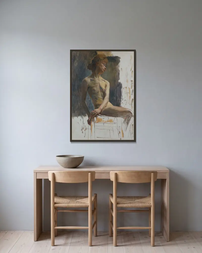 Studie modelu, Carl Wilhelmson v rámu na stěně