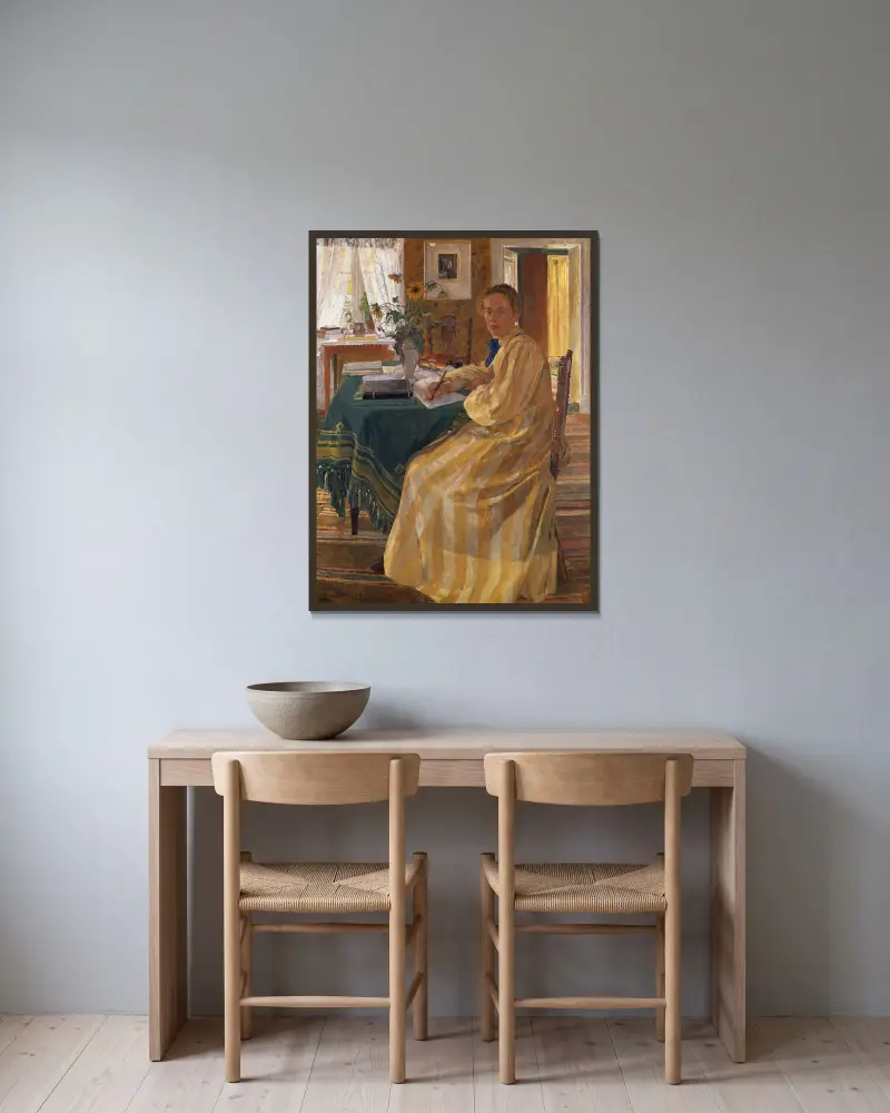 Konstnärens syster av Carl Wilhelmson inramad på en vägg