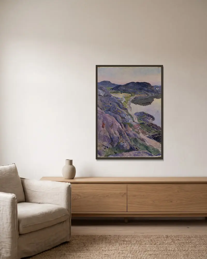 Die Bögevikstraße von Carl Wilhelmson gerahmt an einer Wand