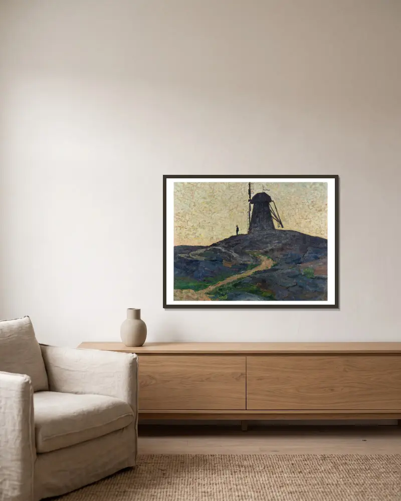 Die Mühle von Carl Wilhelmson gerahmt an einer Wand