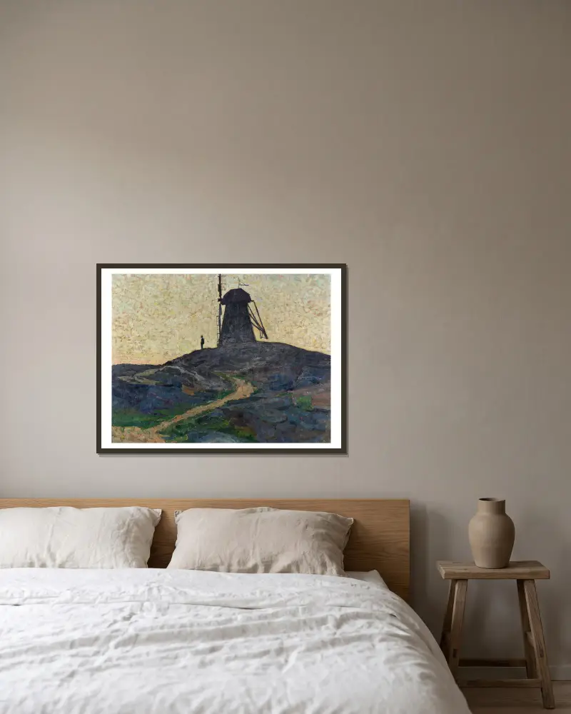 Die Mühle von Carl Wilhelmson gerahmt an einer Wand