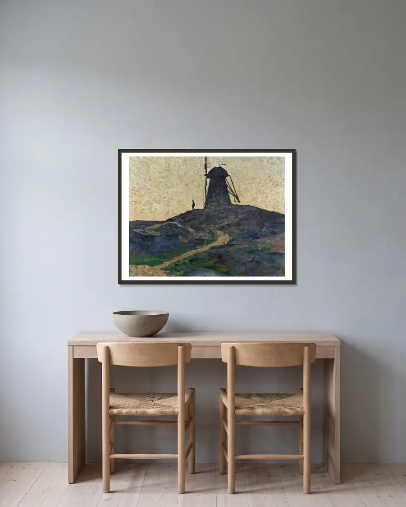 Die Mühle von Carl Wilhelmson gerahmt an einer Wand