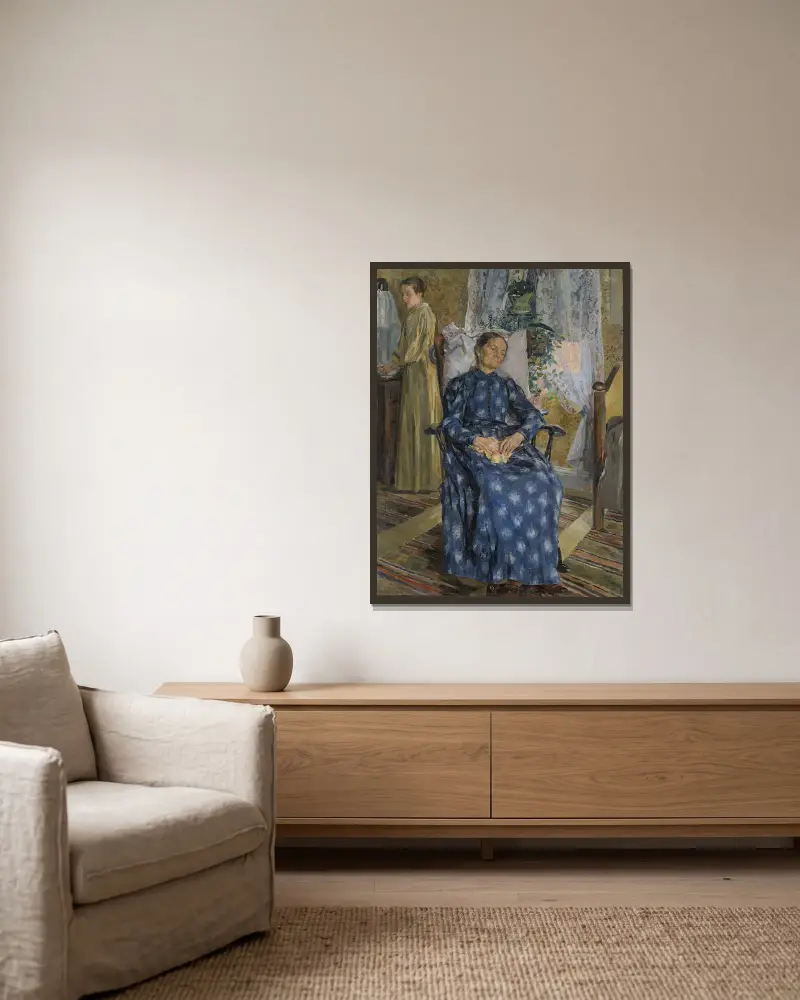 Müde von Carl Wilhelmson gerahmt an einer Wand