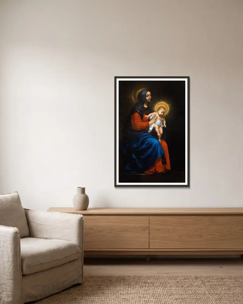 Madonna with Child av Carlo Dolci inramad på en vägg