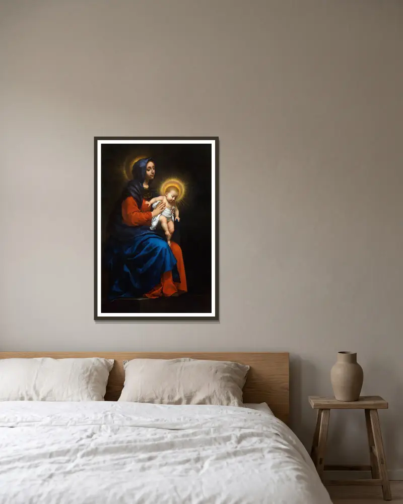 Madonna with Child av Carlo Dolci inramad på en vägg