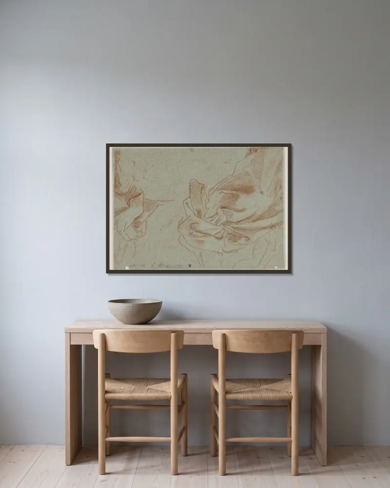 Studie draperie, Carlo Maratti v rámu na stěně