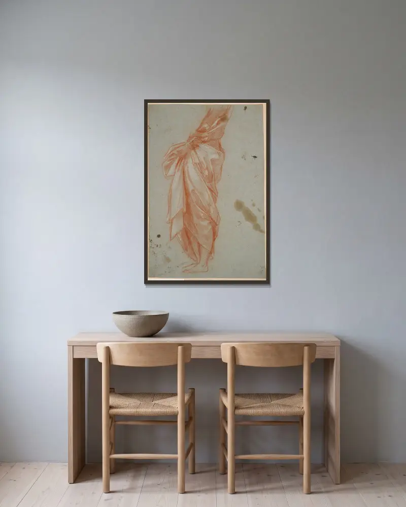 Studie draperie, Carlo Maratti v rámu na stěně