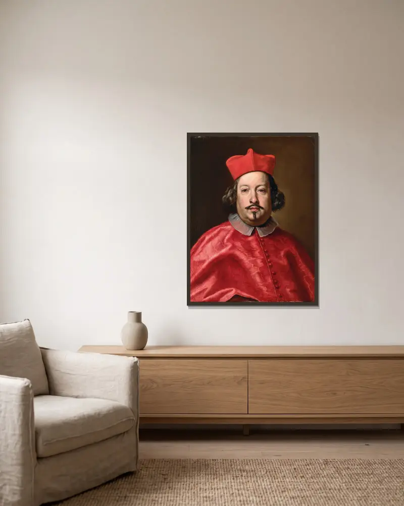 Portrait Of Cardinal Camillo Massimo av Carlo Maratti inramad på en vägg