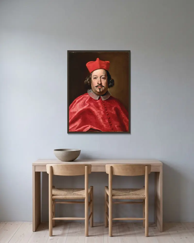 Portrait Of Cardinal Camillo Massimo av Carlo Maratti inramad på en vägg