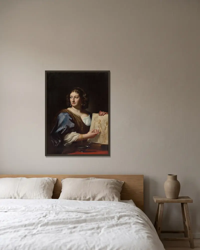 Porträtt av Francesca Gommi Maratti av Carlo Maratti inramad på en vägg