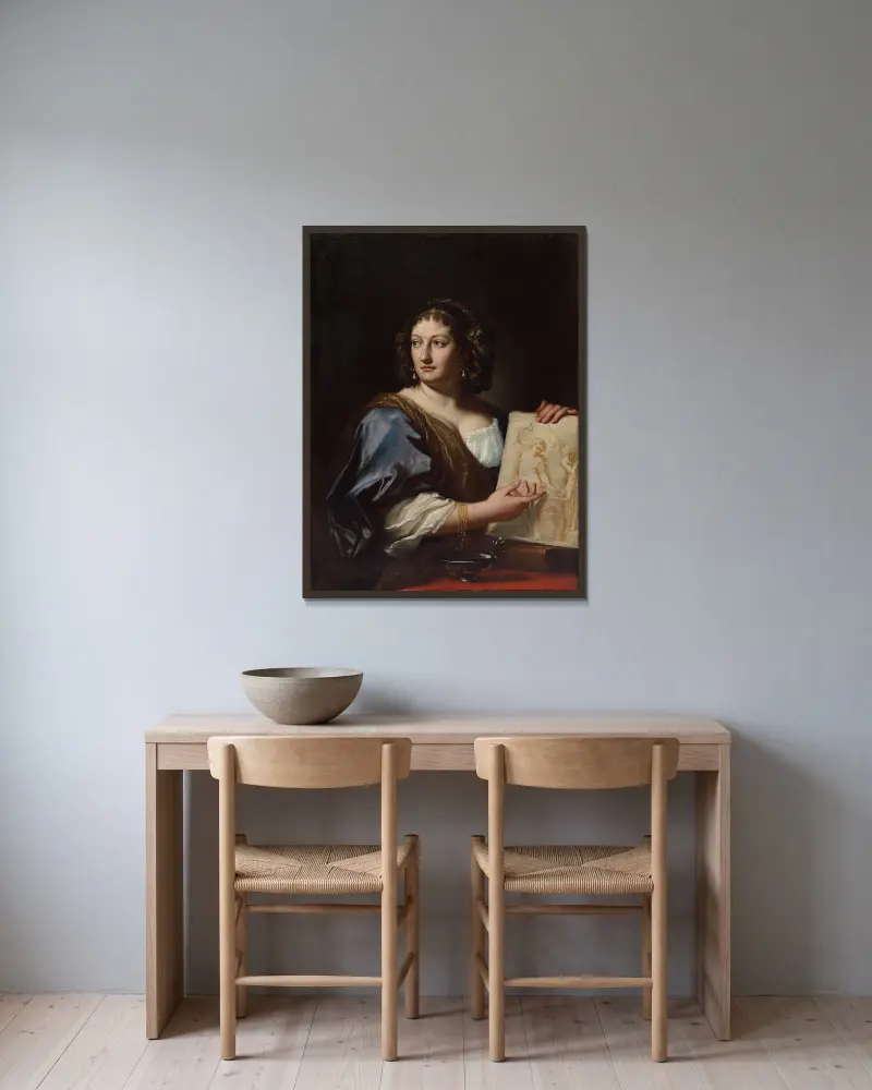 Porträtt av Francesca Gommi Maratti av Carlo Maratti inramad på en vägg