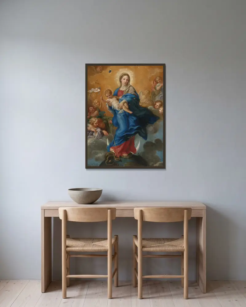 Die Unbefleckte Empfängnis von Carlo Maratti gerahmt an einer Wand