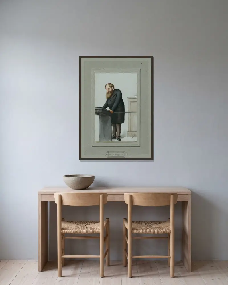 Dwight Lyman Moody av Carlo Pellegrini inramad på en vägg