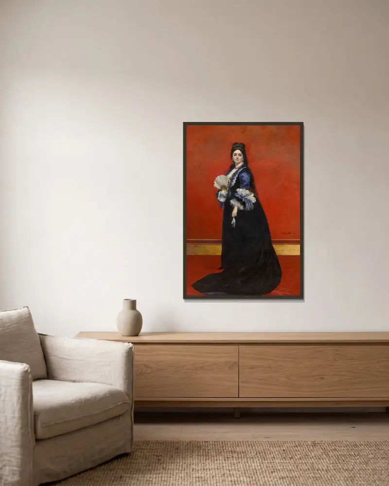 Countess Rattazzi, née Maria-Laetitia Bonaparte-Wyse av Carolus-Duran inramad på en vägg