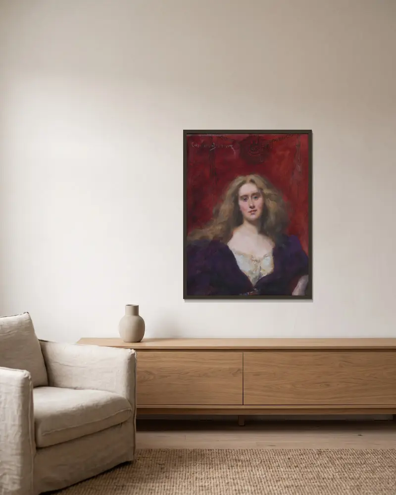 Natalie Barney von Carolus-Duran gerahmt an einer Wand