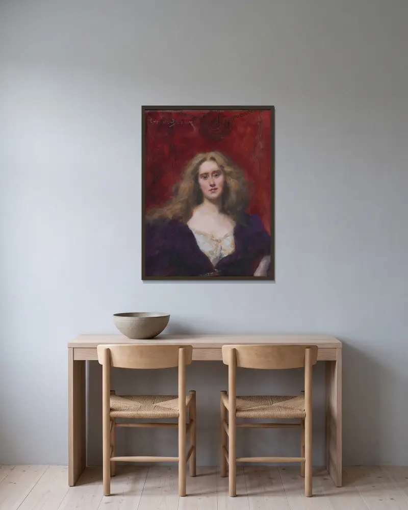 Natalie Barney von Carolus-Duran gerahmt an einer Wand
